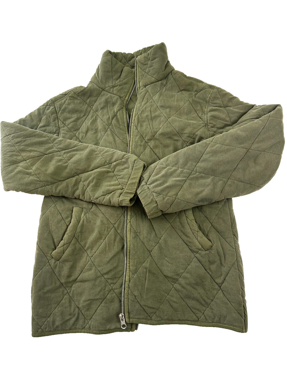 Wild Fable Olive Green Quilted Zip Up Mock Neck Jacket Medium Gorpcore Comfy XS
